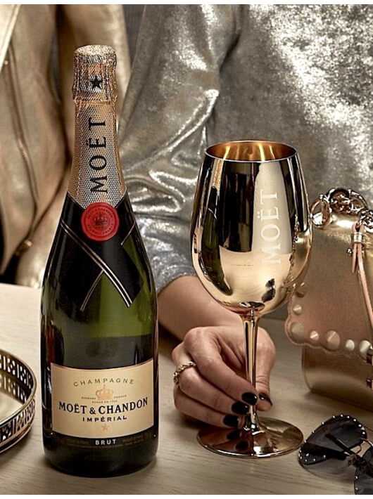 Moët & Chandon Set 2 Gold ceramic glasses + 1 Imperial Brut 75 CL