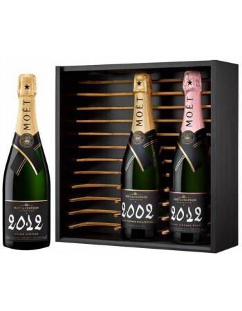 Moët & Chandon 3 bouteilles Grand Vintage 2012 Rosé & 2002 & 2012 Brut - 3 x 75 cl