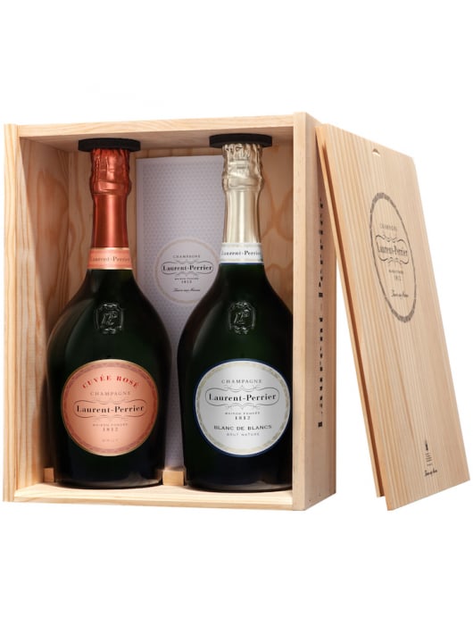 Laurent-Perrier Wooden box Cuvée rosé & Blanc de blancs - 2 x 75 cl