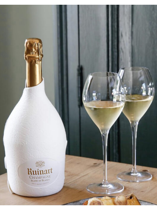 Ruinart Set 2 Neutrale Glasër 41 cl & Blanc de Blancs second skin - 75 cl