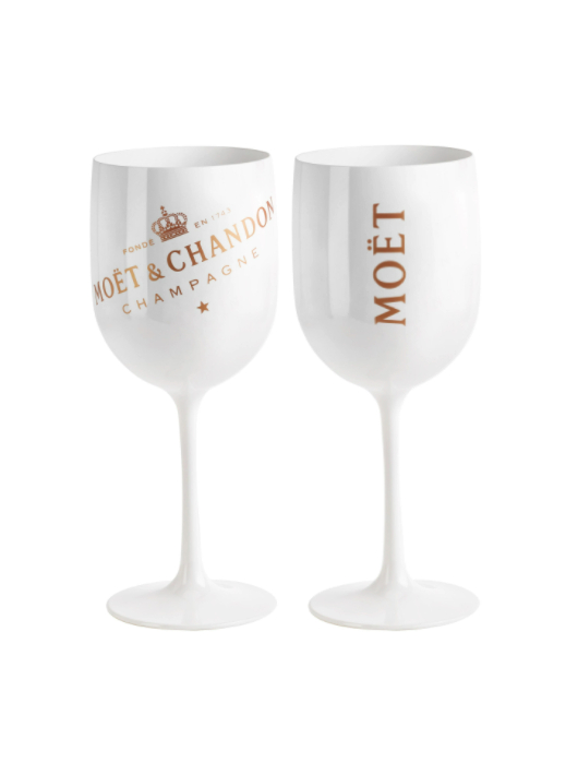 Moët & Chandon Set 2 weiße Acrylgläser + 1 Ice Impérial Brut - 75 CL