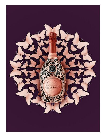 Laurent-Perrier Set 2 Glasses Prestige & Cuvée rosé Limited Edition "Papillon" - 75 cl